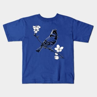 Crested Sparrow on a branch in Japan Kids T-Shirt